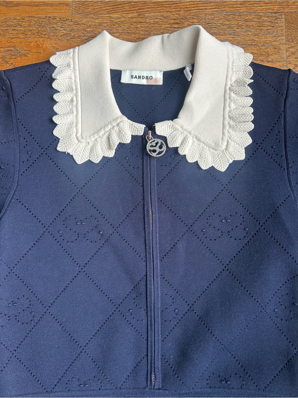 Sandro Scalloped Collar Dress Sz French 38/US 6 - Picture 8 of 14